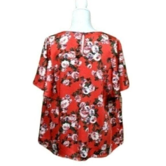NWOT Roaman's Floral Flutter Sleeve Top - Picture 4 of 4